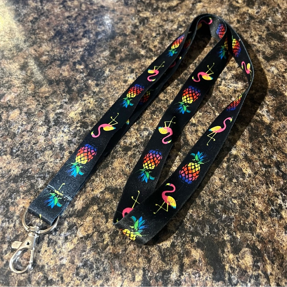 Colorful Flamingo and Pineapple Lanyard